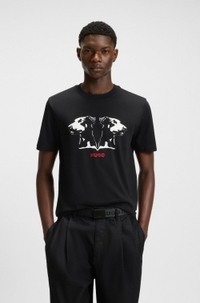 Cotton-jersey T-shirt with Dobermann print