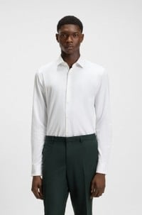 Slim-fit shirt in herringbone cotton