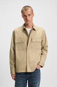 Oversized-fit shirt in cotton gabardine with chest pockets