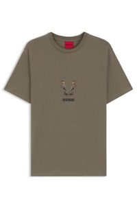 Cotton-jersey T-shirt with embroidered logo artwork
