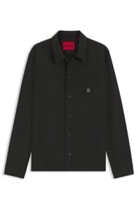 Oversized-fit shirt with stacked-logo badge