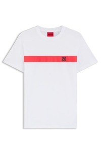 Cotton-jersey T-shirt with stripe and logo