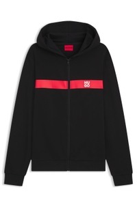 Cotton-terry zip-up hoodie with contrast stripe