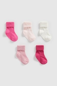 mothercare-girls-turn-over-top-socks-pack-of-5-pink-11603259