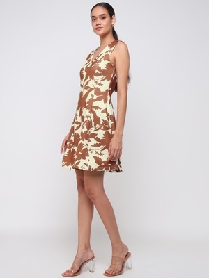 Women's Black Scuba Fit & Flared Mini Dress