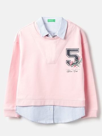 United Colors of Benetton Regular Fit Shirt Collar Printed Sweatshirt