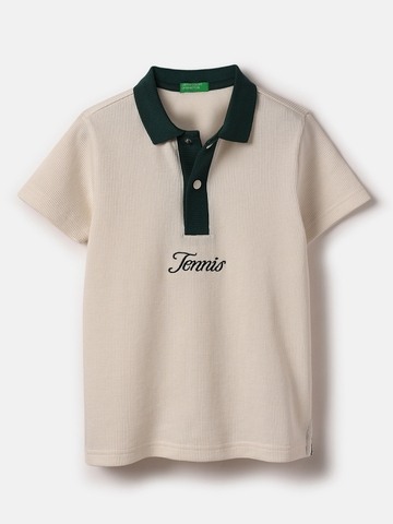 United Colors of Benetton Regular Fit Polo Neck Textured T-Shirt