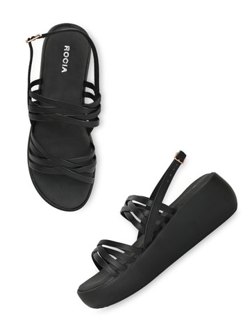 Rocia By Regal Black Women Strappy Wedges