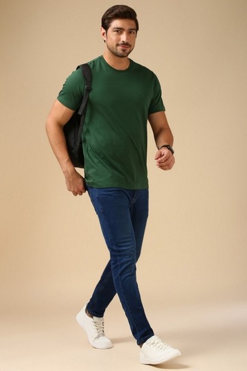 VAN HEUSEN Solid Cotton Round Neck Men's T-Shirt
