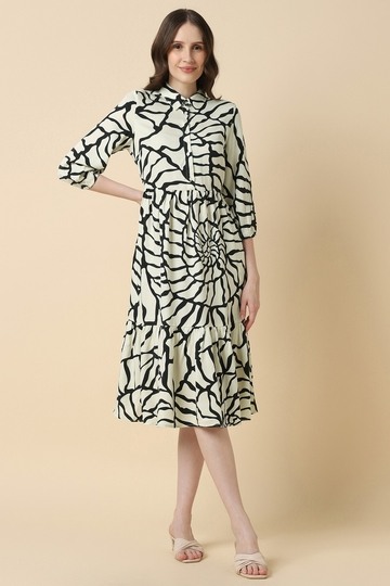 Women Beige Printed Casual Dress