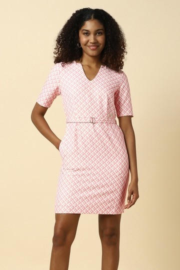Women Pink Check Formal Dress