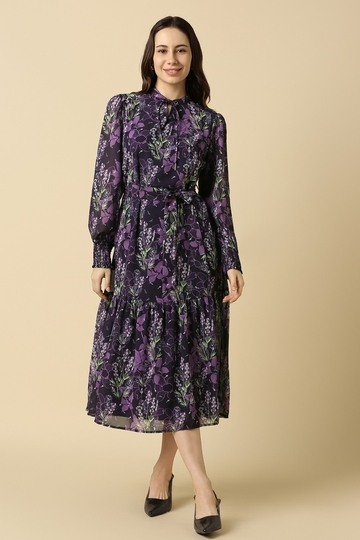 Women Purple Printed Casual Dress