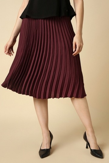 Women Maroon Solid Formal Skirt