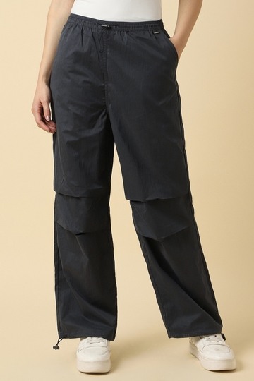 Women Grey Solid Casual Trousers