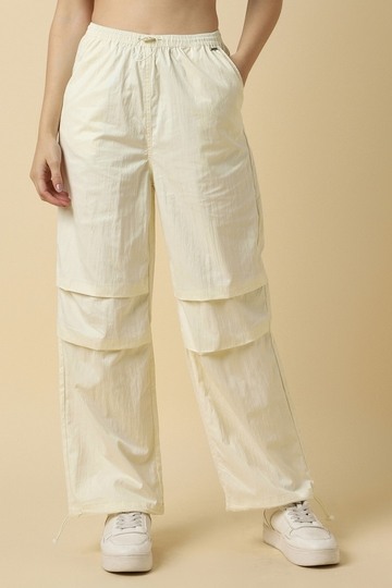 Women Beige Solid Casual Trousers