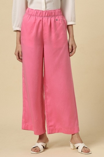 Women Pink Regular Fit Solid Casual Trousers