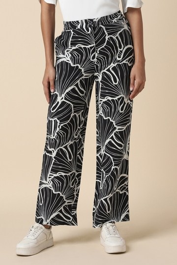 Women Black Printed Casual Trousers