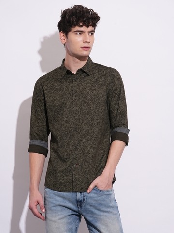 Being Human Mens-Top Shirts Olive