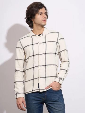 Being Human Men Ecru Moderno Fit Shirt