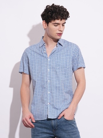 Being Human Mens-Top Shirt Navy & White
