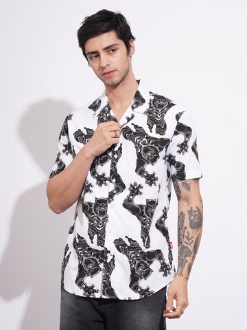 Being Human Men's White Marvel Regular Shirt