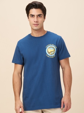 Being Human Men Blue Graphic Crew Neck T-Shirt