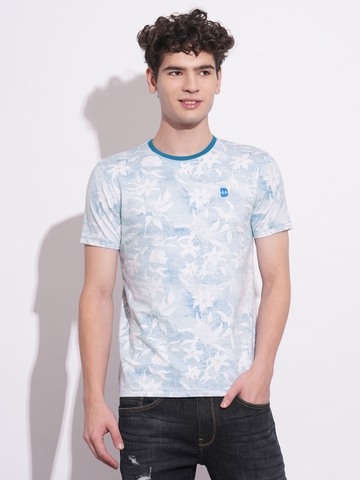 Being Human Mens-Top Crew Neck White & Blue