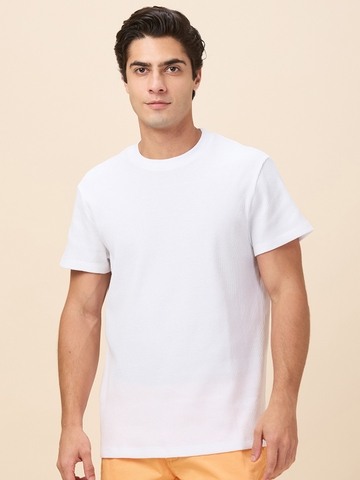 Being Human Men White Solid Crew Neck T-Shirt