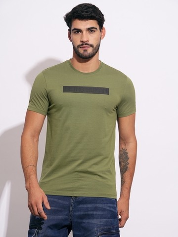 Being Human Mens-Top Crew Neck Olive