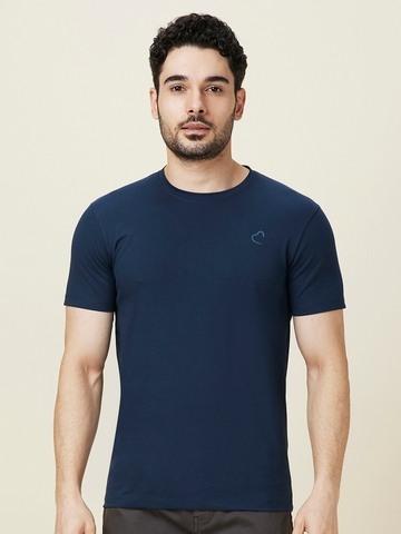Being Human Men Blue Solid Crew Neck T-Shirt