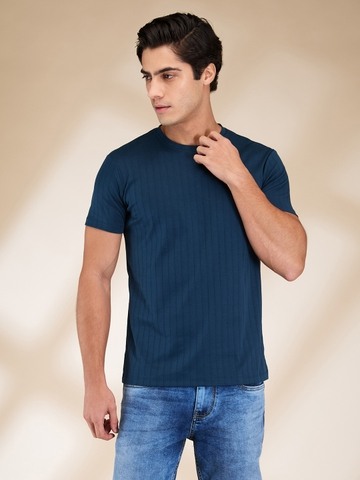 Being Human Men Blue Solid Crew Neck T-Shirt