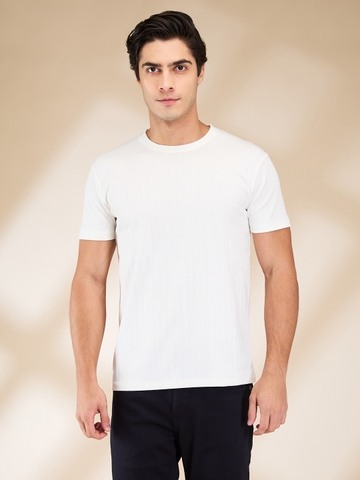 Being Human Men White Solid Crew Neck T-Shirt