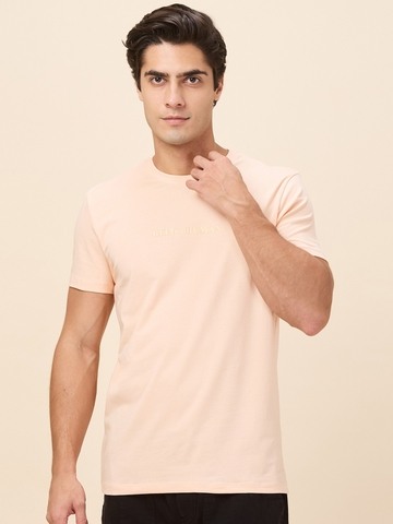 Being Human Men Orange Solid Crew Neck T-Shirt