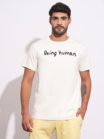 Being Human Mens-Top Crew Neck White