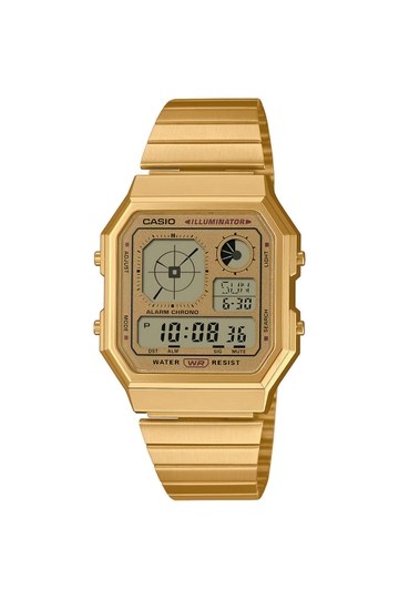 CASIO | VINTAGE 40.5x33.9x9 mm Gold Dial Stainless Steel Digital Watch For Unisex - D390