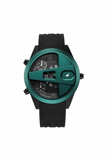 Fastrack Overdrive Micromotor 53.2 mm Black Dial Silicone Analogue Watch For Boys - 3331KP01