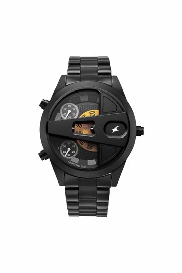Fastrack Overdrive Micromotor 53.2 mm Black Dial Stainless Steel Analogue Watch For Boys - 3331NM01