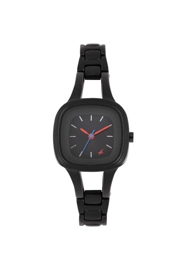 28.2 mm Analogue Quartz Watch For Girls - Black Dial with Black Metal Strap (NT6147NM02)