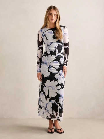Amaya Long Sleeved Mesh Midi Dress