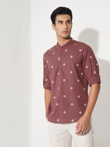 Printed Brown Kurta