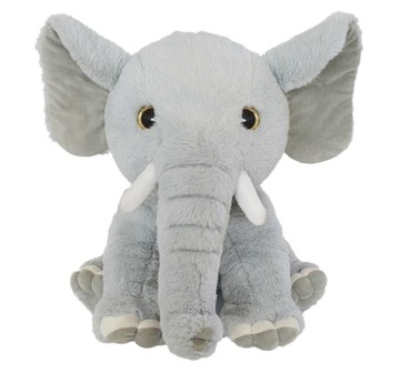 Mirada Plush Sitting Elephant Soft Toy, Big Size 42cm, Light Grey, 3Y+