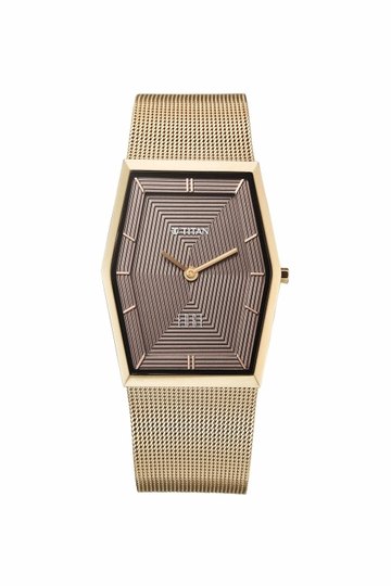 Titan | Edge Whimsey 40x4.4x31 mm Brown Dial Stainless Steel Analogue Watch For Men - 10056QM01