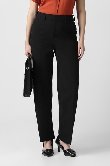 Women Black Solid Formal Trousers
