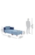 neudot Hailey Fabric Chaise Lounger LHS in Mirage Blue Colour