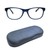 Blue Shield (Zero Power) Computer Glasses : Full Rim Round Blue Polycarbonate Medium 12056B