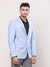 Men Regular Fit Solid Medium Blue Blazer