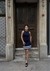 Navy blue short dress with bow