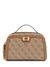 Latte Logo Monogram Polyurethane Orlina Double Zip Cosmetic Case