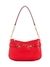 Coral Red Solid Polyurethane Lorelei Top Zip Shoulder Bag