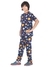 Ninos Dreams Boys Cotton Coord Set with Lower Planet Print-Navy Blue